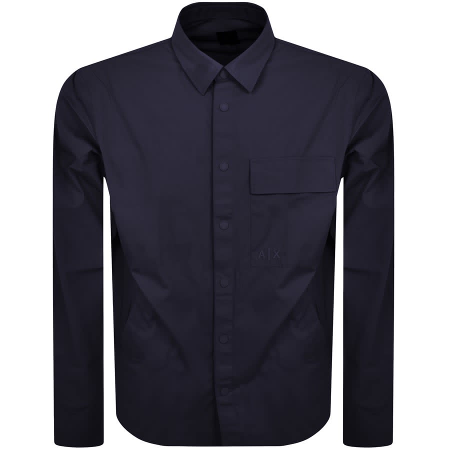 Armani Exchange Long Sleeve Overshirt Navy | Mainline Menswear us